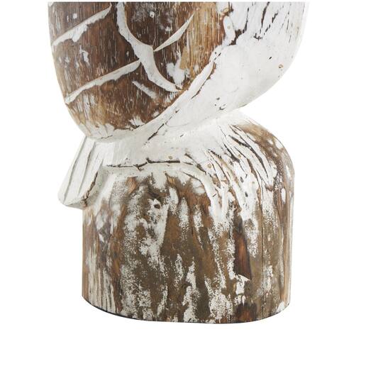 White & Brown Pelican Handmade Distressed Wooden Sculpture Set